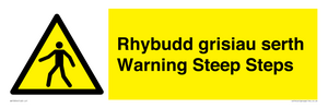 Rhybudd grisiau serth Warning Steep Steps